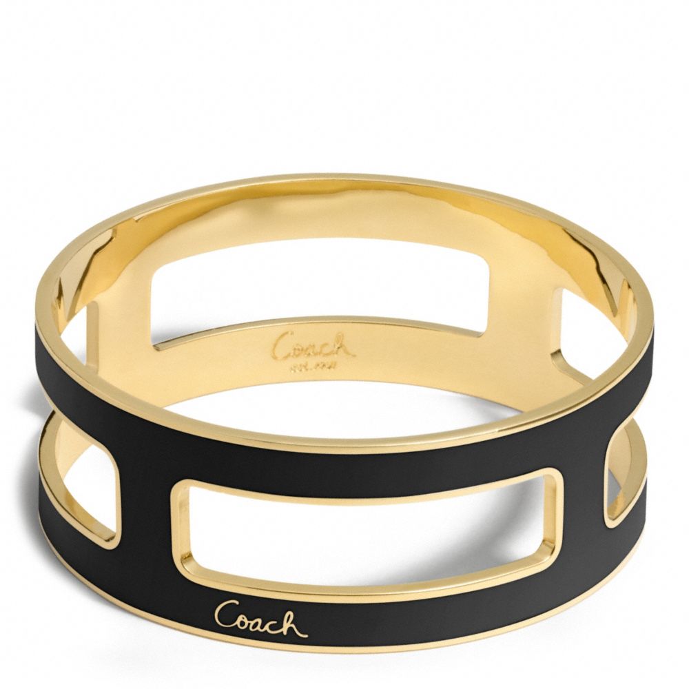 Cut Out Enamel Hinged Bangle