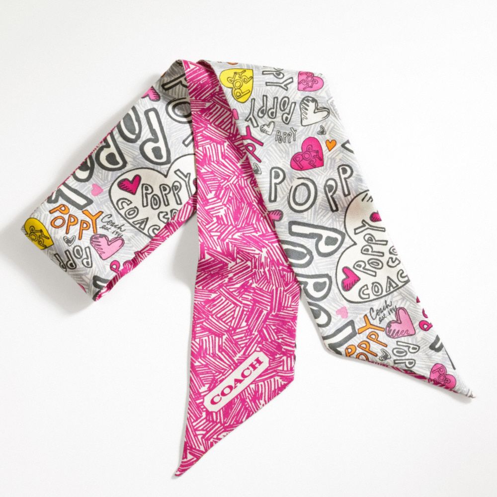 COACH POPPY GRAFFITI HEART PONYTAIL SCARF $38.00