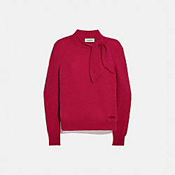 COACH HORSE AND CARRIAGE TIE NECK SWEATER - RED. - C0444