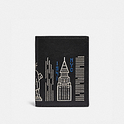 COACH Passport Case With Stardust City Skyline - BLACK - C1032