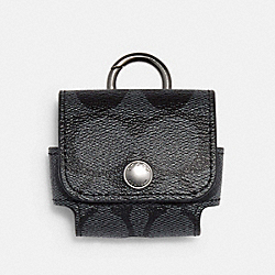 COACH Wireless Earbud Case In Signature Canvas - GUNMETAL/CHARCOAL - C1618