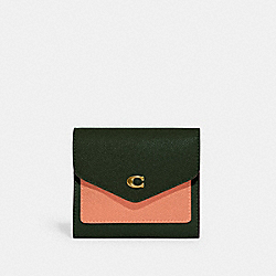 COACH Wyn Small Wallet In Colorblock - BRASS/AMAZON GREEN MULTI - C2619