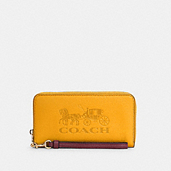 COACH LONG ZIP AROUND WALLET WITH HORSE AND CARRIAGE - ONE COLOR - C3548