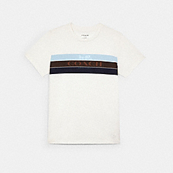 COACH RACING STRIPE HORSE AND CARRIAGE T-SHIRT - WHITE - C3665