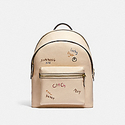 COACH Charter Backpack With Embroidery - BRASS/IVORY MULTI - C3944