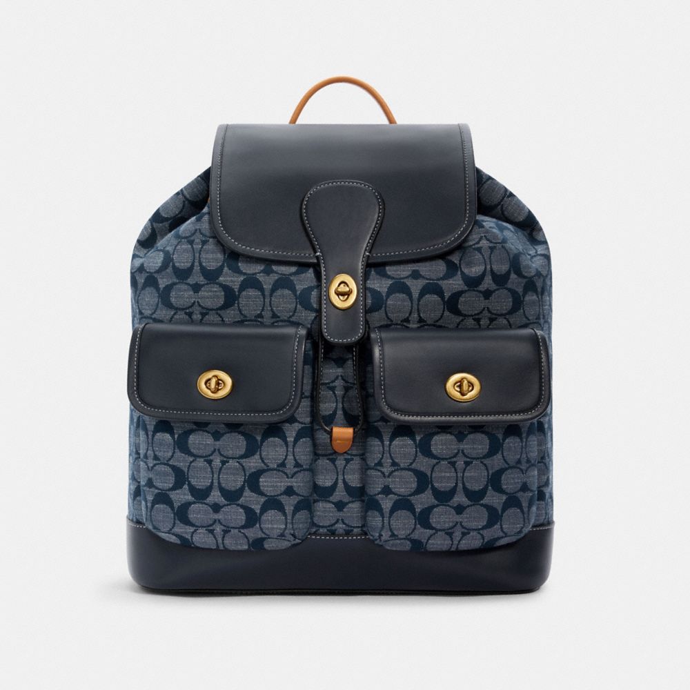 COACH HERITAGE BACKPACK IN SIGNATURE CHAMBRAY - B4/DENIM - C4037
