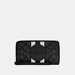 COACH Dempsey Large Phone Wallet In Signature Jacquard With Stripe And Coach Patch - SILVER/BLACK SMOKE BLACK MULTI - C4110