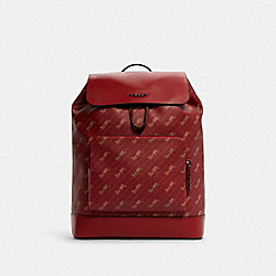 COACH Turner Backpack With Horse And Carriage Dot Print - GUNMETAL/BRIGHT RED 1941 RED - C4135
