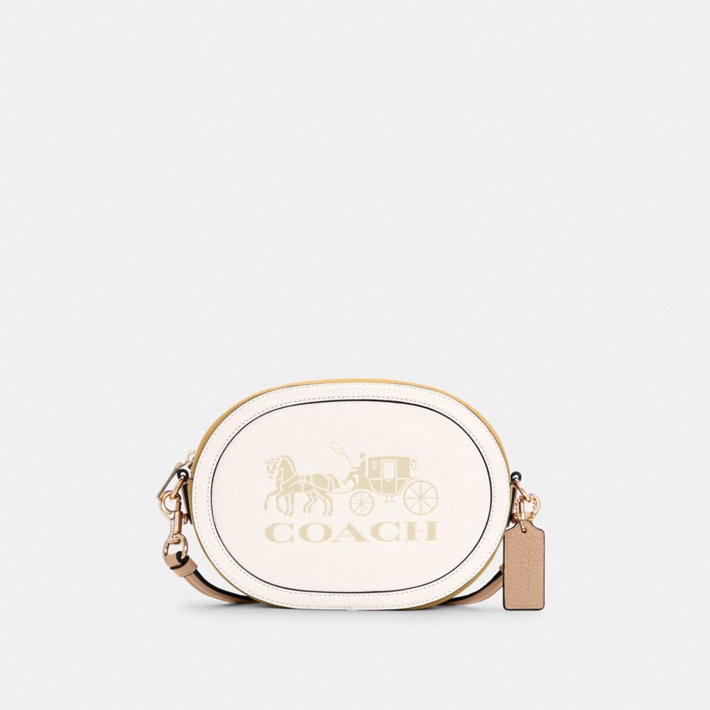COACH CAMERA BAG IN COLORBLOCK WITH HORSE AND CARRIAGE - IM/CHALK/VANILLA CREAM - C4164