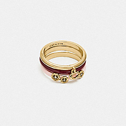 COACH Pink Tea Rose Ring Set - GOLD/PINK MULTI - C4165