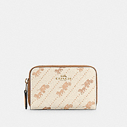COACH ZIP AROUND COIN CASE WITH HORSE AND CARRIAGE DOT PRINT - IM/CREAM - C4210