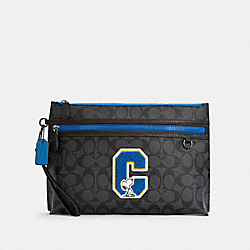 COACH COACH X PEANUTS CARRYALL POUCH IN SIGNATURE CANVAS WITH SNOOPY - QB/CHARCOAL MULTI - C4308