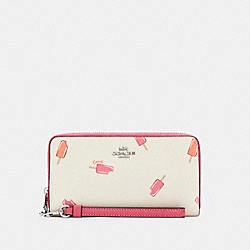COACH LONG ZIP AROUND WALLET WITH POPSICLE PRINT - SV/CHALK MULTI - C4530