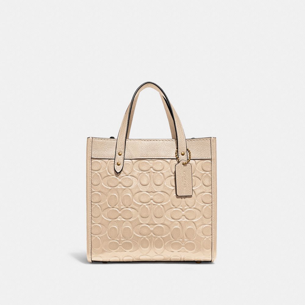 COACH Field Tote 22 In Signature Leather - BRASS/IVORY - C4829