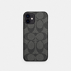 COACH IPHONE 12 CASE IN SIGNATURE CANVAS - CHARCOAL - C5093