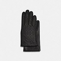 COACH Signature Leather Tech Gloves - BLACK - C5260