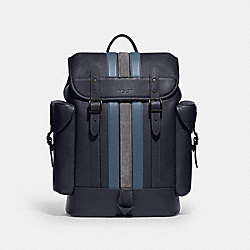COACH Hitch Backpack With Varsity Stripe - BLACK COPPER/MIDNIGHT NAVY MULTI - C5338