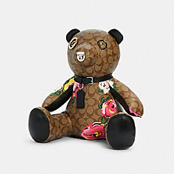 COACH BEAR COLLECTIBLE IN SIGNATURE CANVAS WITH VINTAGE ROSE PRINT - SV/KHAKI/PINK - C5707