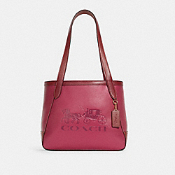 COACH TOTE 27 IN COLORBLOCK WITH HORSE AND CARRIAGE - IM/BRIGHT VIOLET MULTI - C5775
