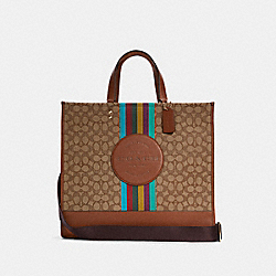 COACH Dempsey Tote 40 In Signature Jacquard With Stripe And Coach Patch - GOLD/KHAKI/REDWOOD MULTI - C5793