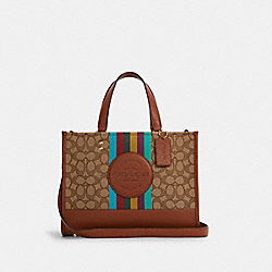 COACH Dempsey Carryall In Signature Jacquard With Stripe And Coach Patch - GOLD/KHAKI/REDWOOD MULTI - C5794