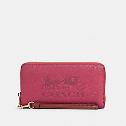 COACH LONG ZIP AROUND WALLET IN COLORBLOCK WITH HORSE AND CARRIAGE - IM/BRIGHT VIOLET MULTI - C5889