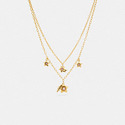 COACH WILDFLOWER PEARL DOUBLE CHAIN NECKLACE - GOLD. - C6300