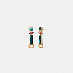 COACH Signature Jewel Drop Earrings - GOLD/BLUE - C6303