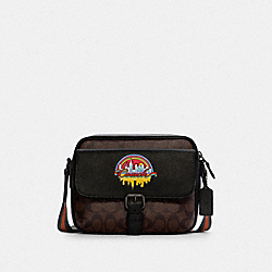 COACH Hudson Crossbody In Signature Canvas With Souvenir Patches - BLACK ANTIQUE/MIDNIGHT NAVY MULTI - C6636