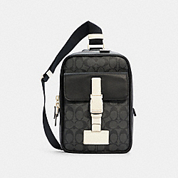 COACH Track Pack In Signature Canvas - GUNMETAL/CHARCOAL CHALK - C6645