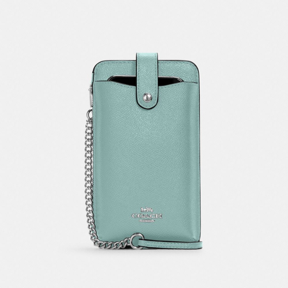 COACH North/South Phone Crossbody - LIGHT TEAL/SILVER - C6884