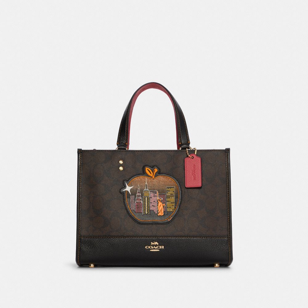 COACH Dempsey Carryall In Signature Canvas With Souvenir Skyline Apple - GOLD/BROWN BLACK MULTI - C6921