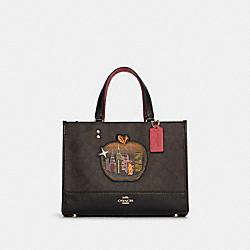 COACH Dempsey Carryall In Signature Canvas With Souvenir Skyline Apple - GOLD/BROWN BLACK MULTI - C6921