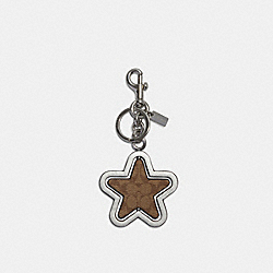 COACH Spinning Star Bag Charm In Signature Canvas - SILVER/KHAKI/SILVER - C7098