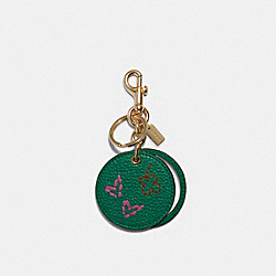 COACH Mirror Bag Charm With Diary Embroidery - GOLD/GREEN - C7754