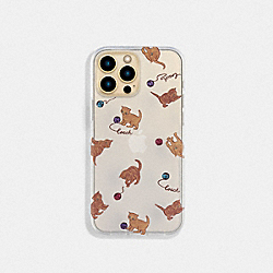 COACH Iphone 13 Pro Max Case With Cat Dance Print - CLEAR/ BROWN - C8108