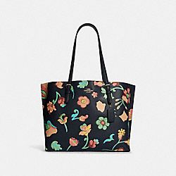 COACH Mollie Tote With Dreamy Land Floral Print - GOLD/MIDNIGHT MULTI - C8215