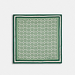 COACH Signature Print Silk Square Scarf - GREEN - C8362