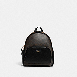 COACH Mini Court Backpack In Signature Canvas - GOLD/BROWN BLACK - C8604