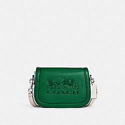 COACH Saddle Bag In Colorblock With Horse And Carriage - SILVER/GREEN MULTI - C9130