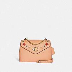 COACH Tammie Shoulder Bag With Floral Whipstitch - GOLD/FADED BLUSH MULTI - CA145
