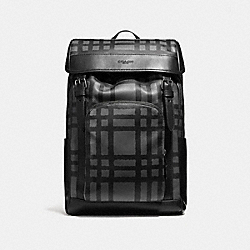 COACH HENRY BACKPACK WITH WILD PLAID PRINT - BLACK ANTIQUE NICKEL/GRAPHITE/BLACK PLAID - F11185