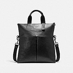 COACH CHARLES FOLDOVER TOTE WITH BASEBALL STITCH - BLACK/BLACK ANTIQUE NICKEL - F11241