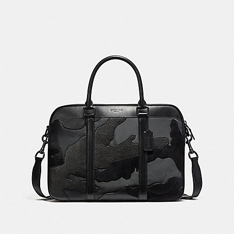 COACH PERRY SLIM BRIEF IN BLACKOUT MIXED MATERIALS - MATTE BLACK/BLACK - f11635