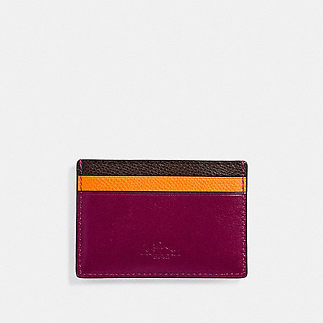 COACH FLAT CARD CASE IN GRAIN LEATHER WITH RAINBOW - SILVER/MULTICOLOR 1 - f11739