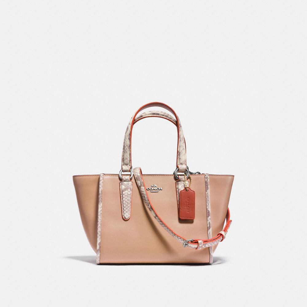 CROSBY CARRYALL 21 IN NATURAL REFINED LEATHER WITH PYTHON EMBOSSED LEATHER TRIM - COACH f11750 - SILVER/NUDE PINK MULTI