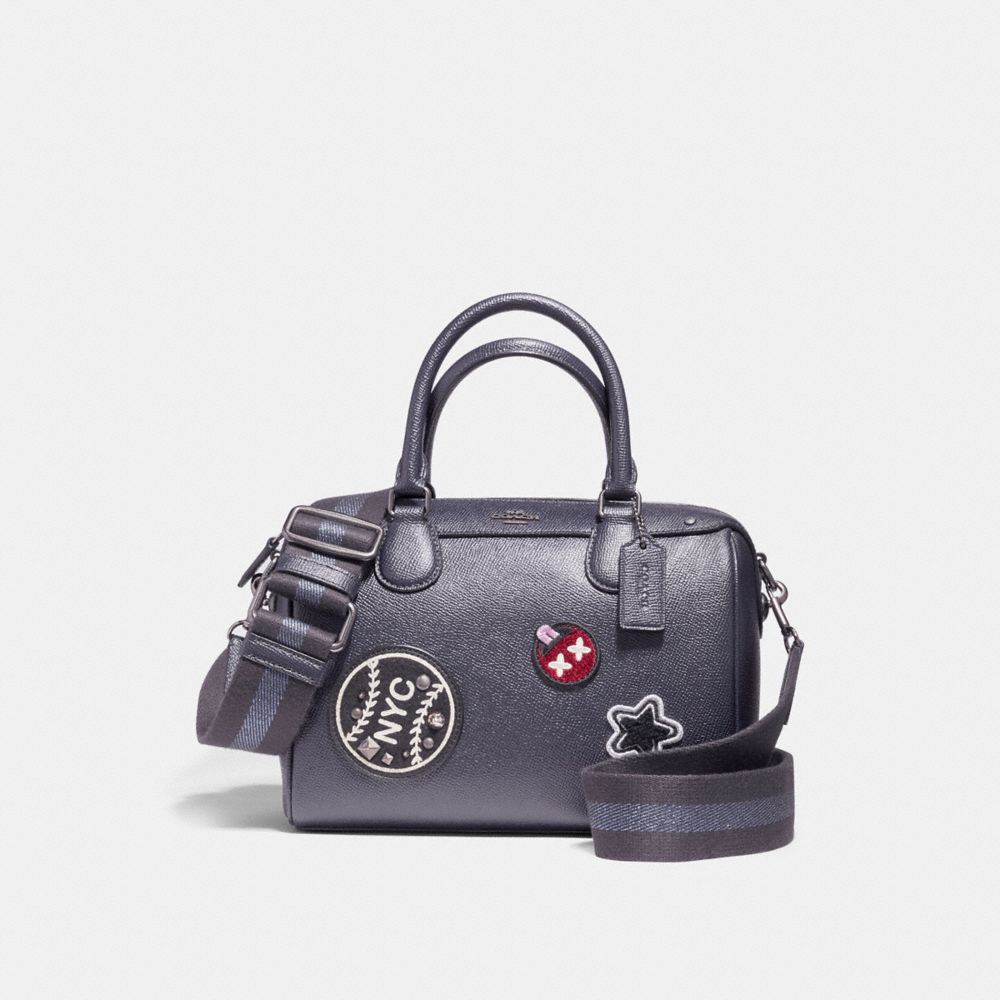 MINI BENNETT SATCHEL IN CROSSGRAIN LEATHER WITH WEBBED STRAP -  COACH f11803 - ANTIQUE NICKEL/MIDNIGHT