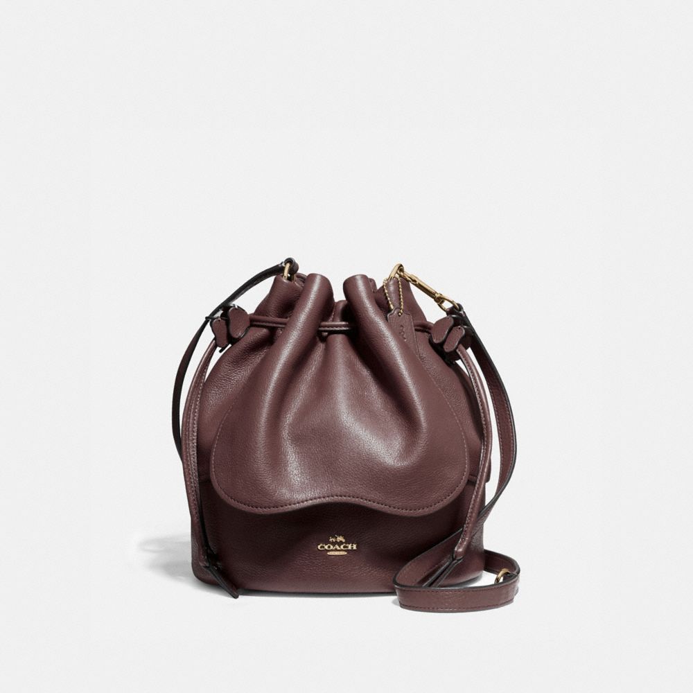 PETAL BAG 22 IN PEBBLE LEATHER - COACH f11807 - LIGHT  GOLD/OXBLOOD 1