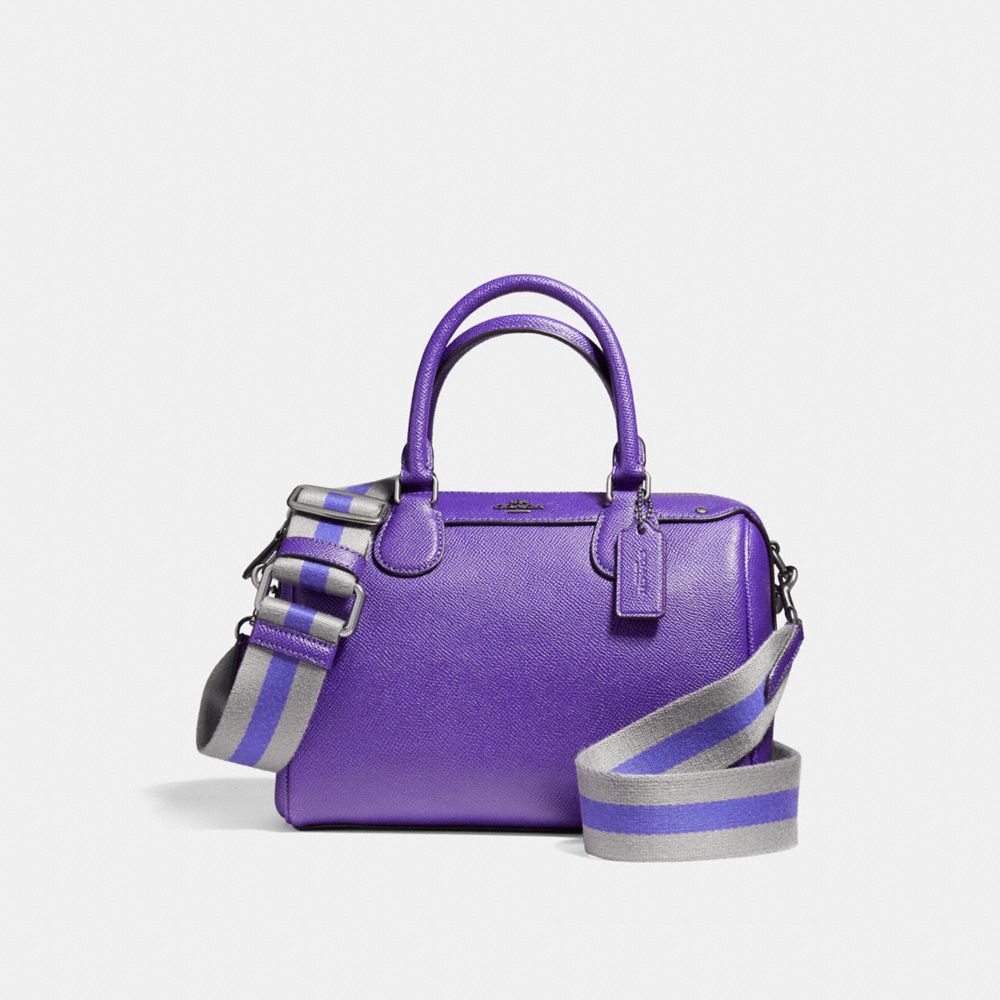 COACH MINI BENNETT SATCHEL IN CROSSGRAIN LEATHER WITH WEBBED STRAP - ANTIQUE NICKEL/PURPLE - F11808