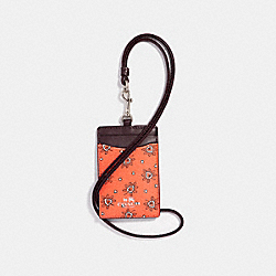 COACH ID LANYARD IN FOREST BUD PRINT COATED CANVAS - SILVER/CORAL MULTI - F11850